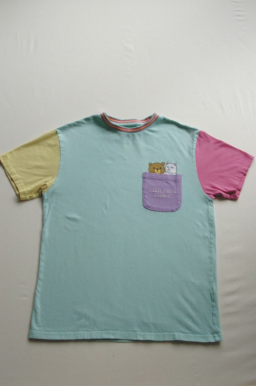 Teddy Fresh x RIPNDIP Cat Bear Tee Small Mint Lord Nermal Color Block Collab